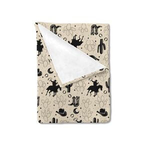 Vintage Western Cowboy Baby Blanket for Boys Cowboy Horse Boots Hat Cactus Moon Flannel Soft Swaddle Blanket Wild Plants Receiving Blankets Newborn Infant Nursery Toddler Crib Bed Blankets 30x40