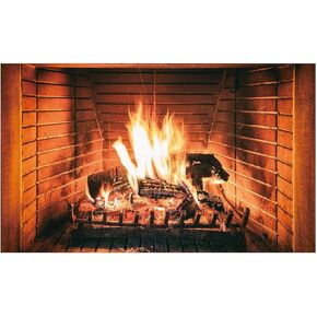 Funnytree 5 x 3 FT Winter Photography Backdrop Burning Firewoods Christmas Fireplace Woods Flaming Background for Children Kids Family Camping Barbeques Party Decor Banner Portrait Photo Booth