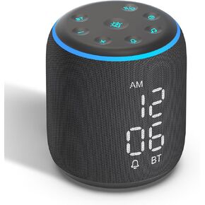 REACHER Travel Sound Machine, Alarm Clock with Sound Machine, White Noise Sound Machine with 20 Soothing Sounds, Portable Bluetooth Speaker, 7 Night Lights, 0-100% Adjustable Display, for Baby Adults