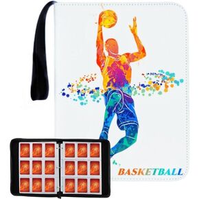 3 Pocket Faux Leather Basketball Card Binder with Removable Sleeves, 400 Card Capacity in Saudi Arabia