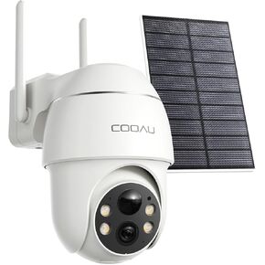 COOAU Solar Security Cameras Wireless Outdoor,4MP Cameras for Home Security System,360° Pan & Tilt,Color Night Vision,Motion Detection,No Monthly Fee,Siren Alarm,IP66