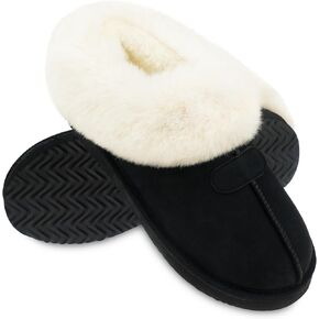 VONMAY Women's Fuzzy Memory Foam Slippers Fluffy Slip On Cozy Winter House Shoes Plush Faux Fur Lining Lightweight Anti Slip Sole Indoor and Outdoor
