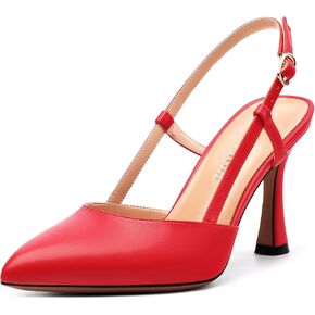 Women's Kitten High Heel Pumps - Pointed Toe Buckle Casual Fashion Wedding Party Dress Slingback Heels