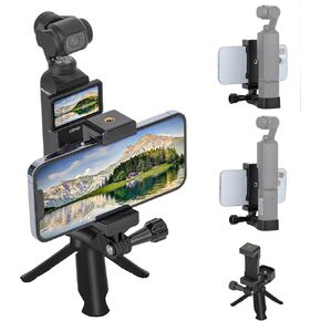 Osmo Pocket 3 Phone Holder+Osmo Pocket 3 Tripod,Front Smartphone Bracket Mount with 1/4 Screw Adapter Compatible with DJI Osmo Pocket 3 Expansion Accessories