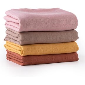 Bunnikins & Clover Muslin Swaddle Blankets for Boys and Girls, Baby Receiving Blankets Unisex, Newborn Essentials for Registry & Gift, 47x47 inches, Set of 4