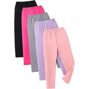 SOLY HUX Toddler Girl's 5 Piece Leggings Elastic Waist Casual Solid Basic Long Pants