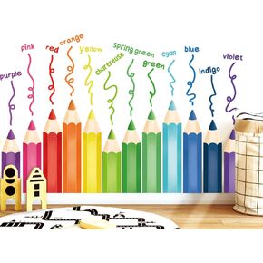 DECOWALL SG2-2417 Educational Pencil Crayons Wall Stickers Learning Color Educational Decals for Kids Girls Boys Room Bedroom Nursery Classroom Playroom Peel Stick Art Living Classroom