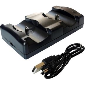 Compatible/Replacement PS3 Controller Charger Station 2 in 1 with LED Light Indicator, Charging Cable, Charging Dock for PlayStation 3 PS3 Dual Controller and Move Controller
