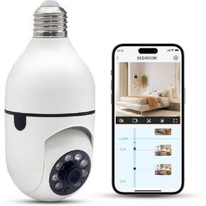 كاميرا مراقبة YiGia Light Bulb، 2.4 جيجا هرتز WiFi E27 كاميرا أمان بمقبس إضاءة لاسلكية داخلية وخارجية لأمن المنزل، كشف الحركة، الرؤية الليلية، التحدث في اتجاهين، تسجيل 24/7