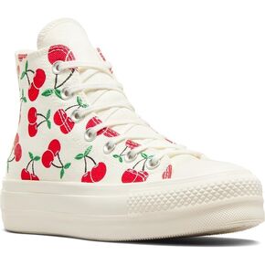 Converse Womens' Chuck Taylor All Star Hi Top Lift Platform Sneakers, Cherry Egret/Red/Green, Size 7.5 in Saudi Arabia