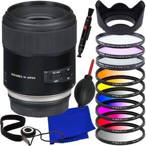 Ultimaxx Essential Tamron SP 45mm f/1.8 Di VC USD Lens Bundle (F-Mount) - Includes: 6PC Gradual Color Filter Kit, Protective 3PC Filter Kit (UV, CPL, FLD), Tulip Lens Hood & More (17pc Bundle)