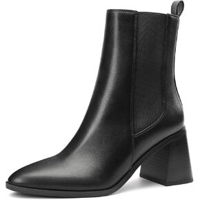 MIXIN Womens Chelsea Ankle Boots Fashion Tall Shaft Low Chunky Block Heel Pointed Toe Fall Winter Heeled Booties Shoes