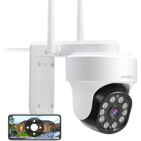 xmartO 2K HD Wireless PTZ Home Security Camera Outdoor/Indoor with Flood Lights (AI Auto-Tracking-Target, 24/7 Surveillance