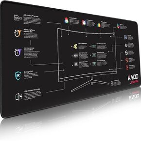 Kado Gaming Mouse Pad Desk Mat with Monitor Feature Icons 31.5x11.8in 800x300mm, Large Mouse Pad for Desk XL Black Anti-Slip Keyboard Pad, Office Desk Accessories for Computer, MacBook, PC and Laptop