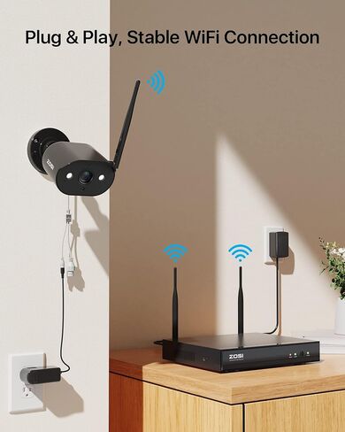 ZOSI 1080P Wireless Security Cameras Outdoor Indoor with Night Vision, H.265+ 2MP Auto Match Weatherproof IP Cameras (Only Work with ZOSI NVR,Model: 1AR-08JP00-US) in Saudi Arabia