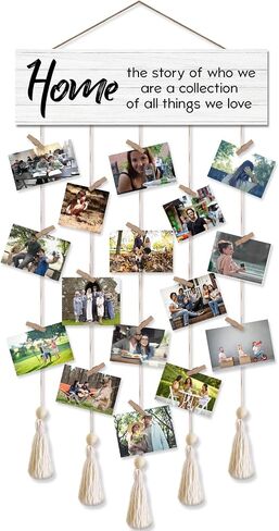 Vintage Rustic Style Wood Hanging Photo Display Wall Hanging with 16 Clips Multi Picture Frames Collage Decoration for Home Dorm Living Room Décor - The Best Things in Life are The People We Love in Saudi Arabia
