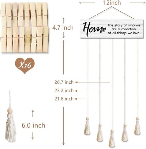 Vintage Rustic Style Wood Hanging Photo Display Wall Hanging with 16 Clips Multi Picture Frames Collage Decoration for Home Dorm Living Room Décor - The Best Things in Life are The People We Love in Saudi Arabia