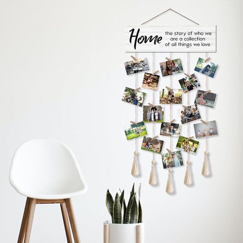 Vintage Rustic Style Wood Hanging Photo Display Wall Hanging with 16 Clips Multi Picture Frames Collage Decoration for Home Dorm Living Room Décor - The Best Things in Life are The People We Love in Saudi Arabia