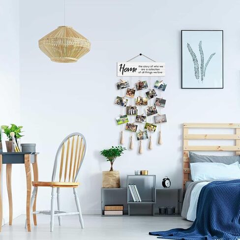 Vintage Rustic Style Wood Hanging Photo Display Wall Hanging with 16 Clips Multi Picture Frames Collage Decoration for Home Dorm Living Room Décor - The Best Things in Life are The People We Love in Saudi Arabia