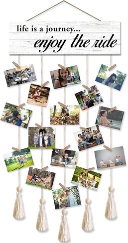 Vintage Rustic Style Wood Hanging Photo Display Wall Hanging with 16 Clips Multi Picture Frames Collage Decoration for Home Dorm Living Room Décor - The Best Things in Life are The People We Love in Saudi Arabia