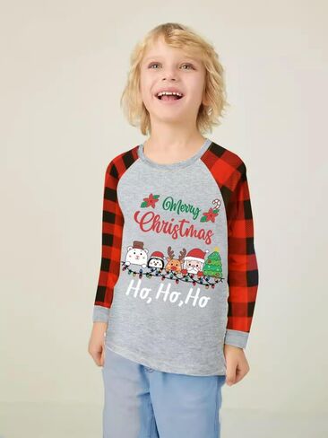 Toddler Boys Christmas Tree Buffalo Red Plaid Long Sleeve T-Shirts Kids Monster Truck Santa Snowman Shirts 2-7 Years in Saudi Arabia