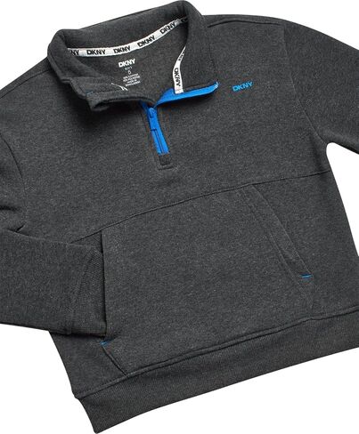 DKNY Toddler Boys' Jogger Set - 3 Piece Short Sleeve Graphic T-Shirt, Quarter-Zip Sweatshirt, and Jogger Sweat Pants (4-7) in Saudi Arabia