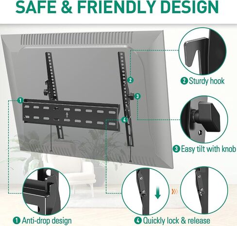 ELIVED Fixed TV Wall Mount Bracket, Low Profile TV Mount for Most 26-60 Inch LED, LCD and Plasma Flat Screen TVs, Ultra Slim TV Bracket, Max VESA 400x400mm, 99 lbs. Fits 12"-16" Wood Studs. in Kuwait