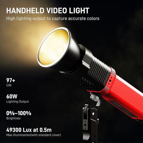 GVM PD60B 60W COB Video Light,3 Packs Portable Bi-Color Studio Lights CRI97+ 2700~6800K,49300 Lux@0.5m, Handheld Photography Lighting for Outdoor/Indoor Shooting, Spotlight for 12 Light Effects in Kuwait