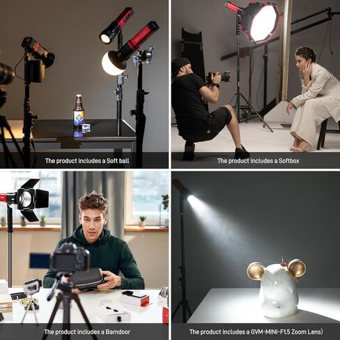 GVM PD60B 60W COB Video Light,3 Packs Portable Bi-Color Studio Lights CRI97+ 2700~6800K,49300 Lux@0.5m, Handheld Photography Lighting for Outdoor/Indoor Shooting, Spotlight for 12 Light Effects in Kuwait