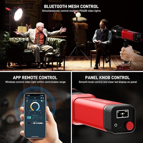 GVM PD60B 60W COB Video Light,3 Packs Portable Bi-Color Studio Lights CRI97+ 2700~6800K,49300 Lux@0.5m, Handheld Photography Lighting for Outdoor/Indoor Shooting, Spotlight for 12 Light Effects in Kuwait