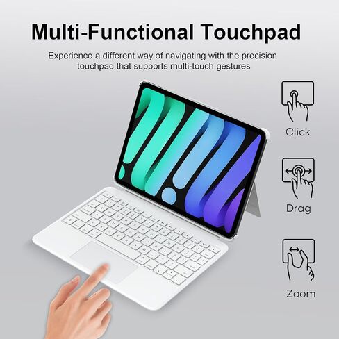 Bluetooth-Free Keyboard with Smart Connector for Pro 11-inch (1st, 2nd, 3rd, 4th Gen), Detachable Keyboard Folio, Keyboard Case with Kickstand, Backlit, Multi-Touch Trackpad, Black in Saudi Arabia