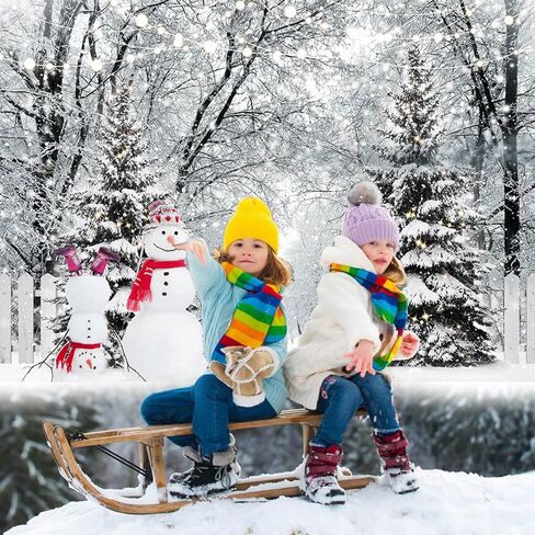 Mocsicka Winter Forest Backdrop 7x5ft Snowman Wonderland Snowflake Photography Background Snow Christmas Xmas Holiday Party Decor Studio Booth Photobooth Prop in Saudi Arabia