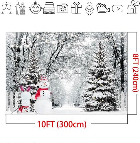Mocsicka Winter Forest Backdrop 7x5ft Snowman Wonderland Snowflake Photography Background Snow Christmas Xmas Holiday Party Decor Studio Booth Photobooth Prop in Saudi Arabia