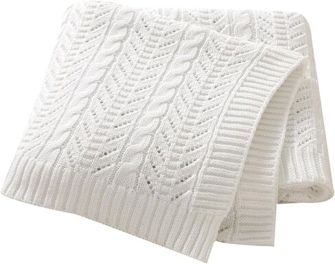 Opewod Neutral Baby Blanket Warm Knit Cotton Swaddle Blankets Soft Cozy Toddler Blankets for Boys Girls White 30 x 40 Inch in Saudi Arabia