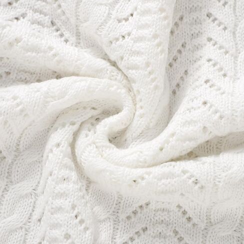 Opewod Neutral Baby Blanket Warm Knit Cotton Swaddle Blankets Soft Cozy Toddler Blankets for Boys Girls White 30 x 40 Inch in Saudi Arabia