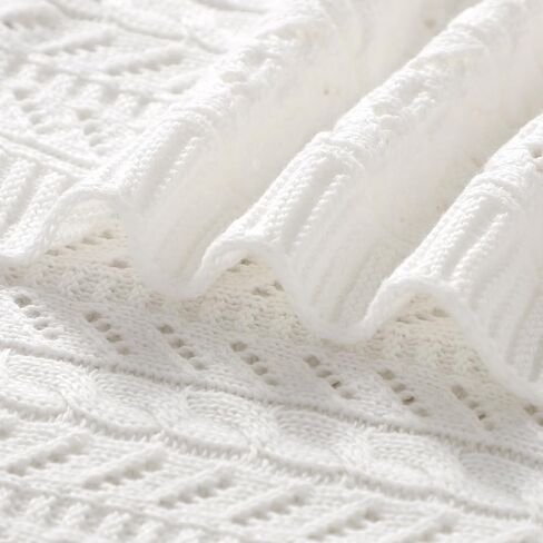 Opewod Neutral Baby Blanket Warm Knit Cotton Swaddle Blankets Soft Cozy Toddler Blankets for Boys Girls White 30 x 40 Inch in Saudi Arabia