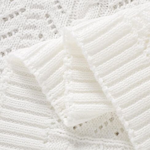 Opewod Neutral Baby Blanket Warm Knit Cotton Swaddle Blankets Soft Cozy Toddler Blankets for Boys Girls White 30 x 40 Inch in Saudi Arabia
