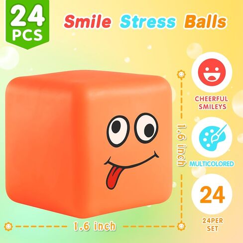 Mini Smile Face Stress Ball for Kid 4 Pack, Funny Slow Rising Balls Stress Cube Sensory Fidget Toys for Kids Adults Autism, Classroom Prize Toy, Party Favor Goodie Bag Stuffers in Saudi Arabia