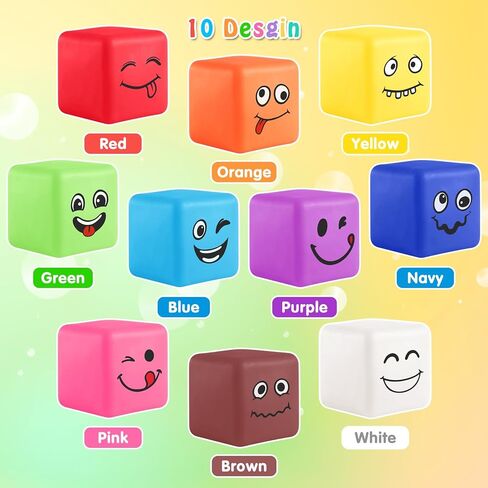 Mini Smile Face Stress Ball for Kid 4 Pack, Funny Slow Rising Balls Stress Cube Sensory Fidget Toys for Kids Adults Autism, Classroom Prize Toy, Party Favor Goodie Bag Stuffers in Saudi Arabia
