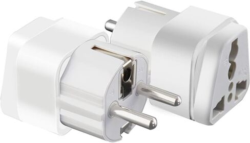 (2pack) EU4.8MM to UK Socket Travel Adaptor,European 2 pin Standard Travel Adapter,German Plug to a Variety of National Socket Travel Conversion Plugs,German Plug to USA 2/3 Holes (Black) in Saudi Arabia
