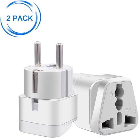 (2pack) EU4.8MM to UK Socket Travel Adaptor,European 2 pin Standard Travel Adapter,German Plug to a Variety of National Socket Travel Conversion Plugs,German Plug to USA 2/3 Holes (Black) in Saudi Arabia