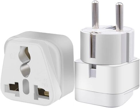 (2pack) EU4.8MM to UK Socket Travel Adaptor,European 2 pin Standard Travel Adapter,German Plug to a Variety of National Socket Travel Conversion Plugs,German Plug to USA 2/3 Holes (Black) in Saudi Arabia