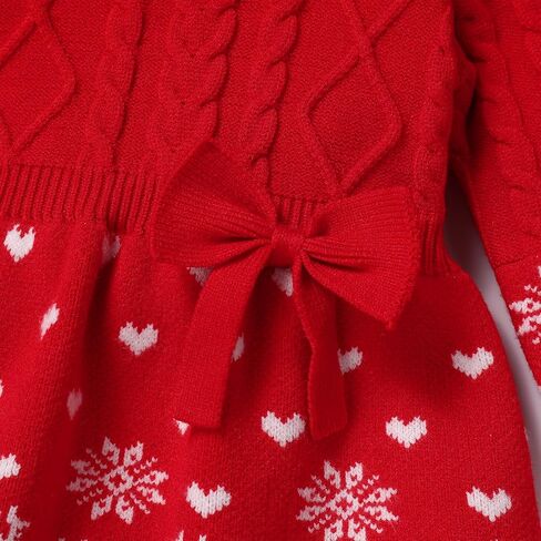 ABAFIP Newborn Baby Girl Christmas Sweater Dress Crochet Knitted Ruffle Long Sleeve Fall Winter Xmas Dress Outfit in Kuwait