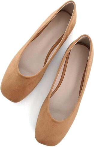 Hee grand Square Toe Ballet Flats for Women Rhinestones Chains Black Suede Dress Shoes Comfort Slip-On Loafers in Saudi Arabia