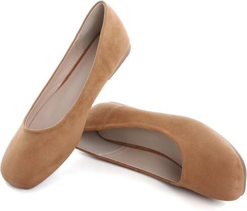 Hee grand Square Toe Ballet Flats for Women Rhinestones Chains Black Suede Dress Shoes Comfort Slip-On Loafers in Saudi Arabia