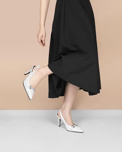 Slingback Heels for Women Stilettos High Heel Crystal-Encrusted Buckled Heels Pointd Toe Pumps 3.5 Inch Comfortable Event Party Dress Shoes in Saudi Arabia