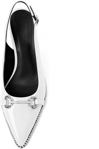 Slingback Heels for Women Stilettos High Heel Crystal-Encrusted Buckled Heels Pointd Toe Pumps 3.5 Inch Comfortable Event Party Dress Shoes in Saudi Arabia