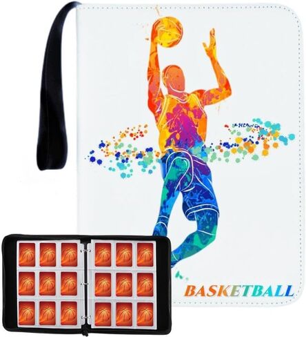 3 Pocket Faux Leather Basketball Card Binder with Removable Sleeves, 400 Card Capacity in Saudi Arabia