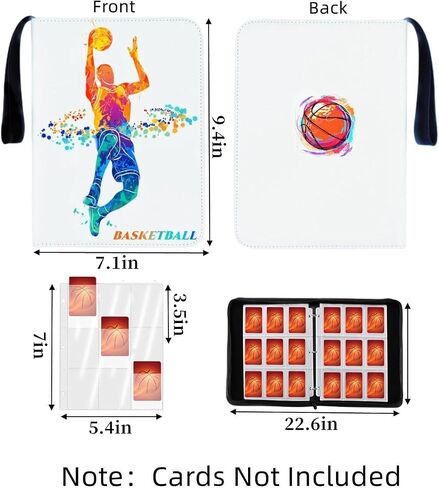 3 Pocket Faux Leather Basketball Card Binder with Removable Sleeves, 400 Card Capacity in Saudi Arabia
