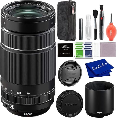 Fujinon XF70-300mm F 4-5.6 LM OIS WR Lens - Black with Advanced Bundle, Blower, Tenba Lens Pouch, 64GB Memory Card & More in Kuwait